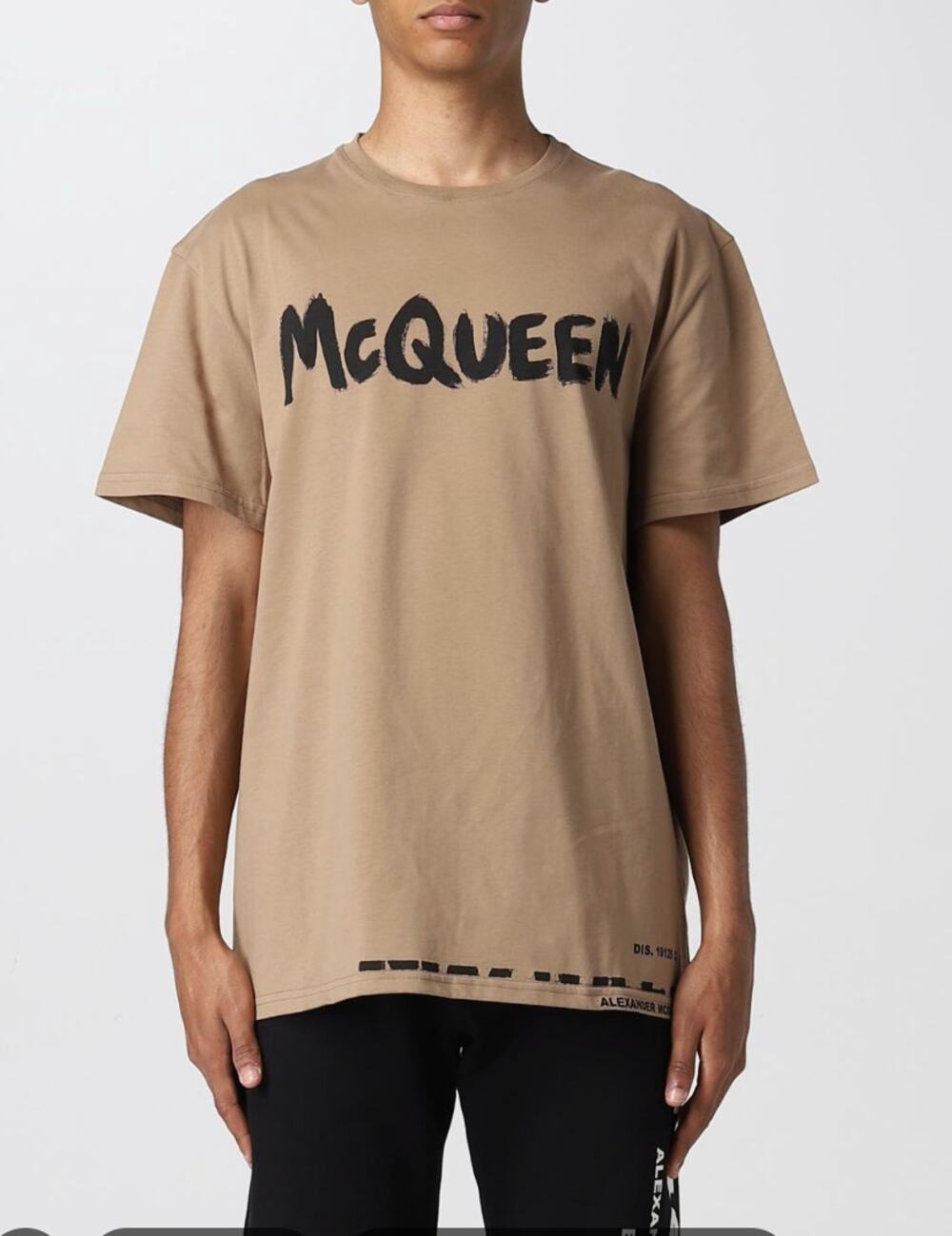 Alexander McQueen Shirt Mens Large Grafitti Logo McQueen Tee Brown Italy Luxury